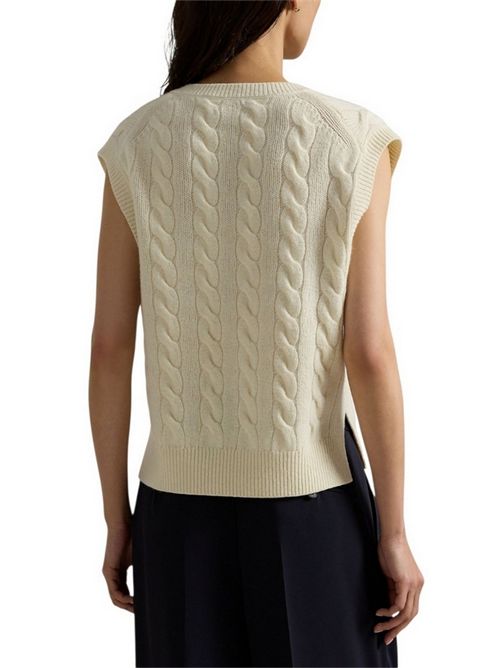 gilet donna a trecce crema Ralph Lauren | 211949994002
